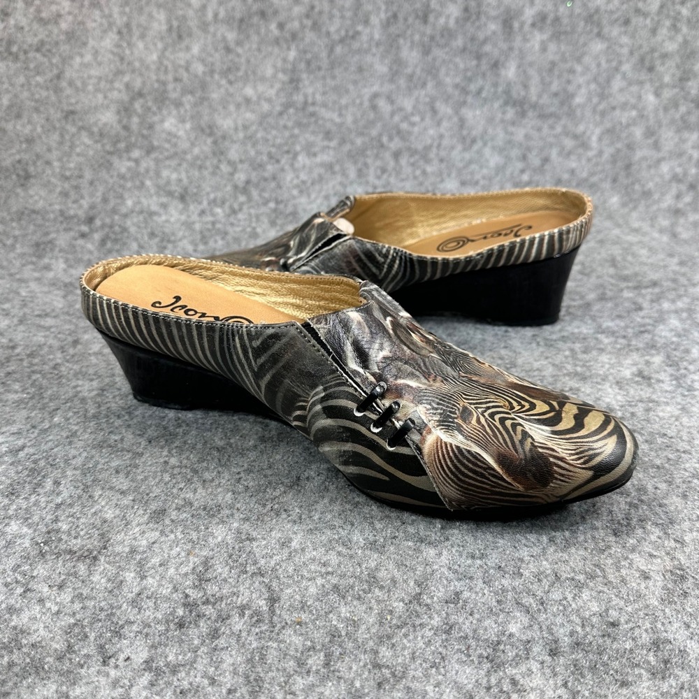 Vintage Y2K Zebra Print Clogs Womens Size 7 Slip On Platform Mules - Picture 4 of 13